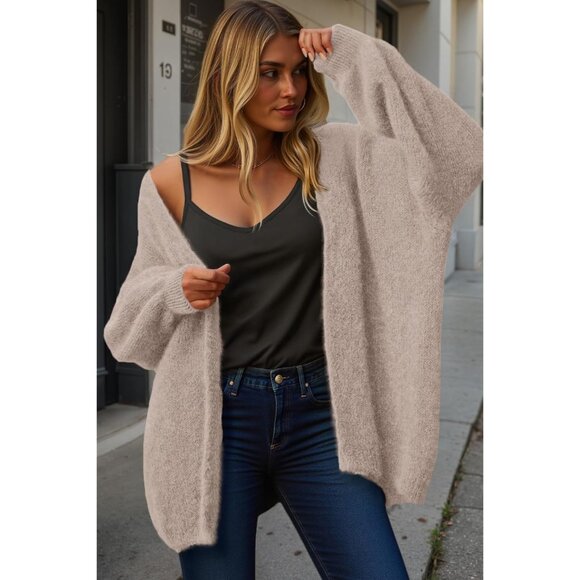 Lightweight Camel Cardigan - Chic Open Front Sweater for Fall Fashion 2025 - Picture 2 of 8